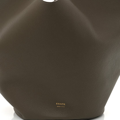 Khaite Pebbled Sport Calfskin Medium Lotus Tote Elephant 8 of 11