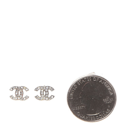 Chanel Crystal Mini Timeless CC Earrings Silver 2 of 7