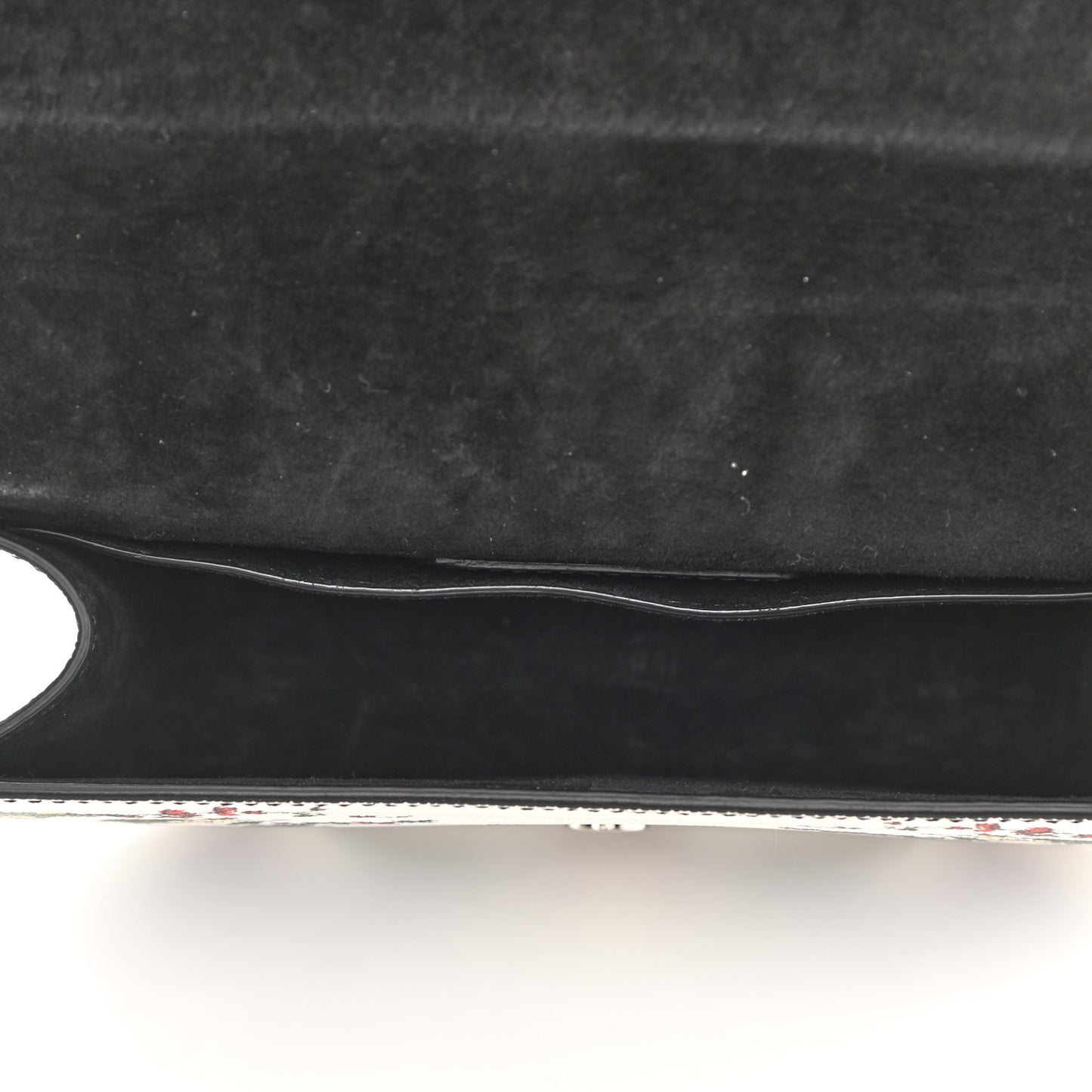 Grained Calfskin Flower Printed Small Insignia Flap Ivory Multicolor
