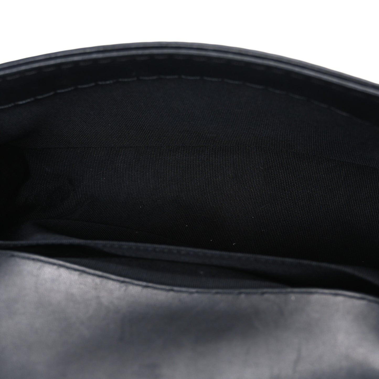 Calfskin Double Stitch Small Boy Flap Black