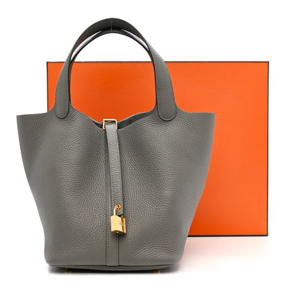 Hermes Taurillon Clemence Picotin Lock 22 MM Gris Meyer 11 of 11