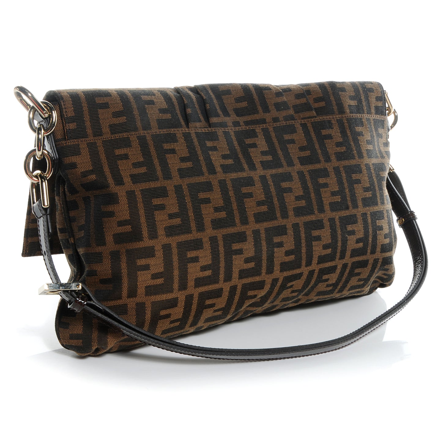 Zucca Patent Large Mia Shoulder Flap Tobacco