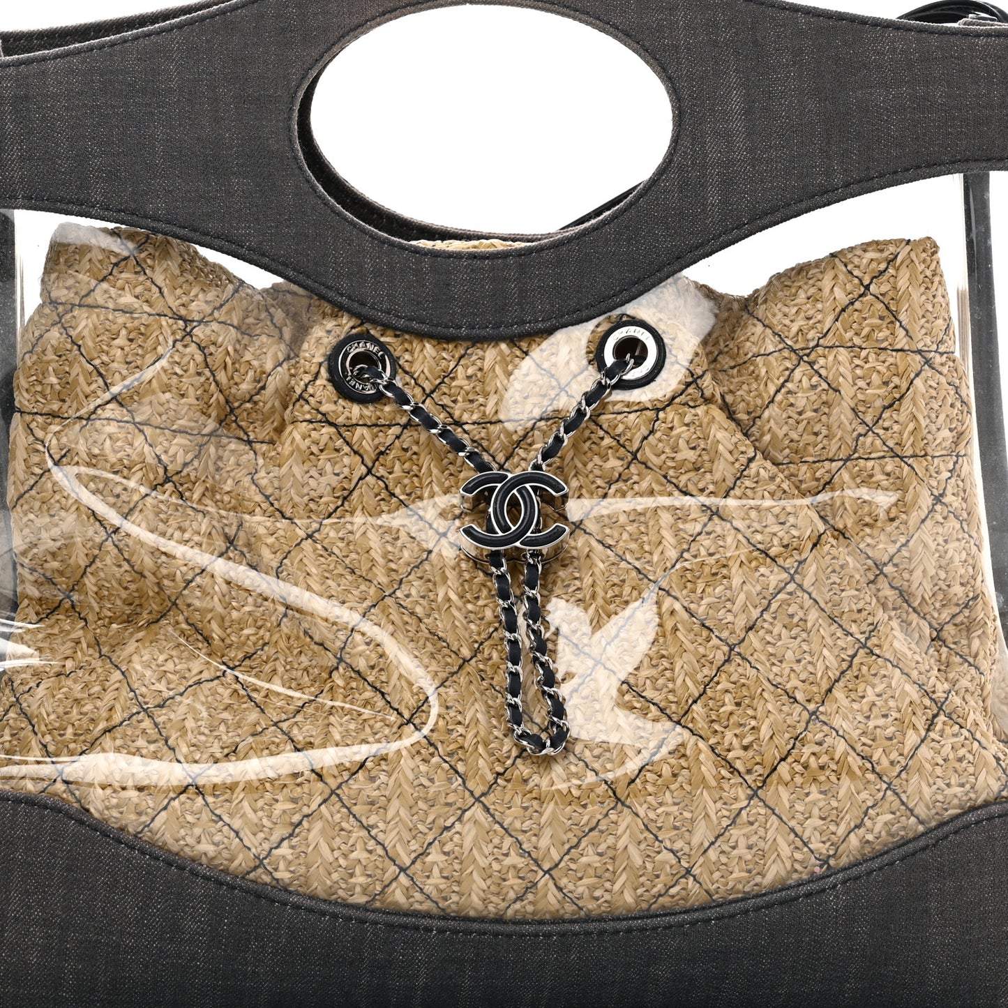 Denim PVC Quilted Chanel 31 Bag Blue