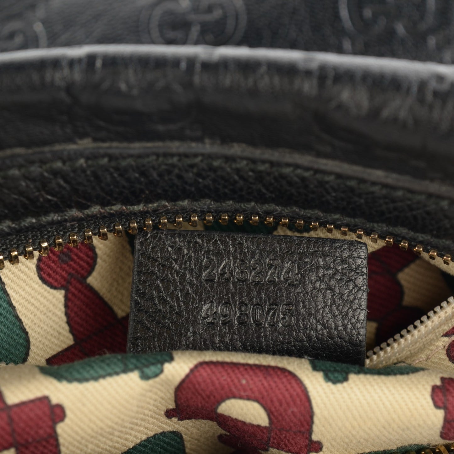 Guccissima Half Moon Bamboo Ring Hobo Black