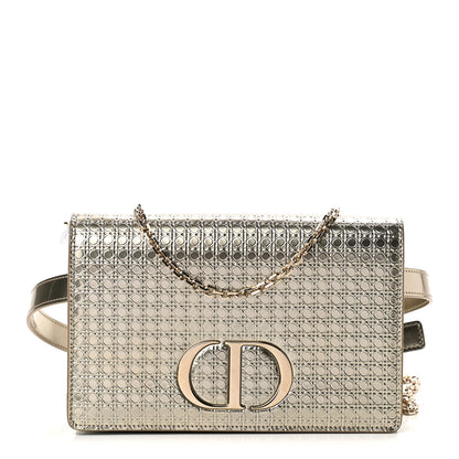 Christian Dior Metallic Patent Micro-Cannage 30 Montaigne 2 in 1 Pouch Gold 1 of 9