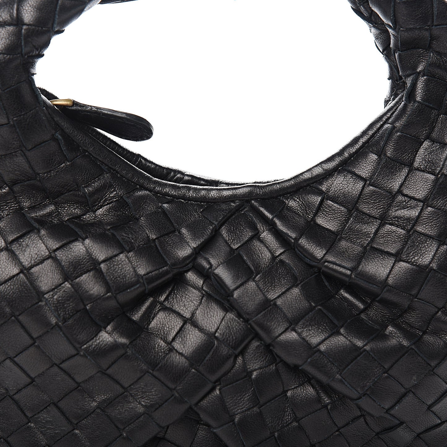 Nappa Intrecciato Pleated Mini Veneta Hobo Black
