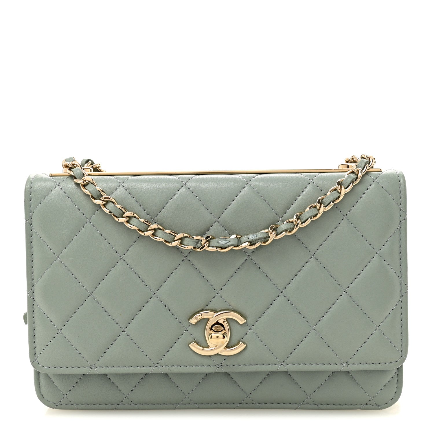 Chanel Lambskin Quilted Trendy CC Wallet On Chain WOC Grey 1 of 11