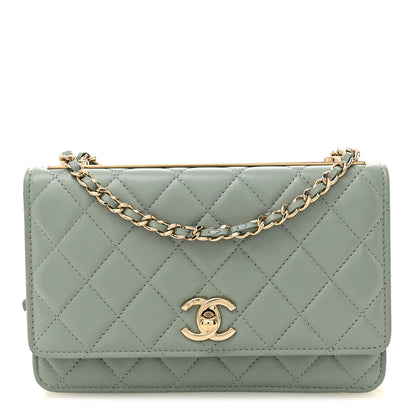 Chanel Lambskin Quilted Trendy CC Wallet On Chain WOC Grey 1 of 11
