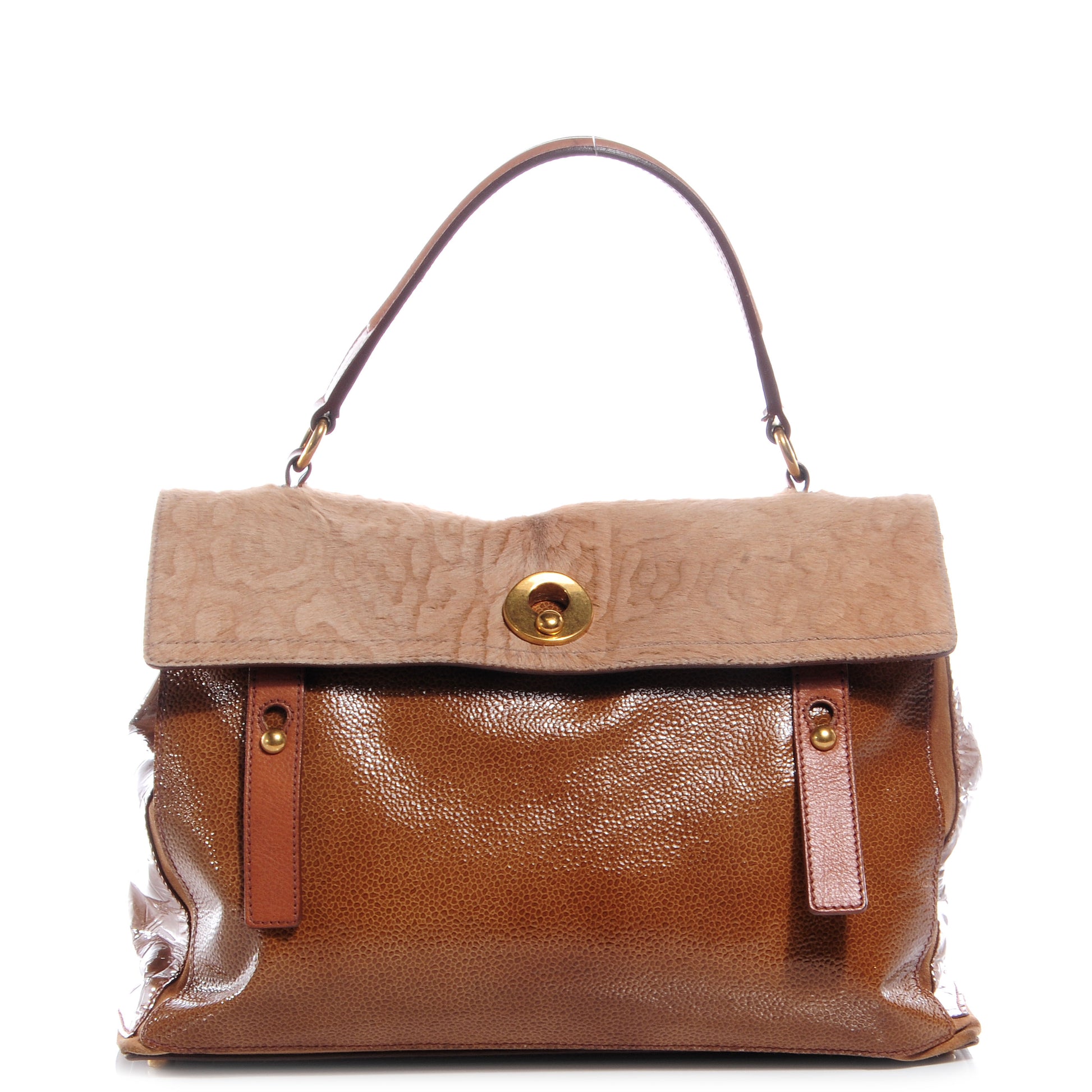 Saint Laurent Pony Hair Patent Leather Large Muse Two Brown 1 of 9