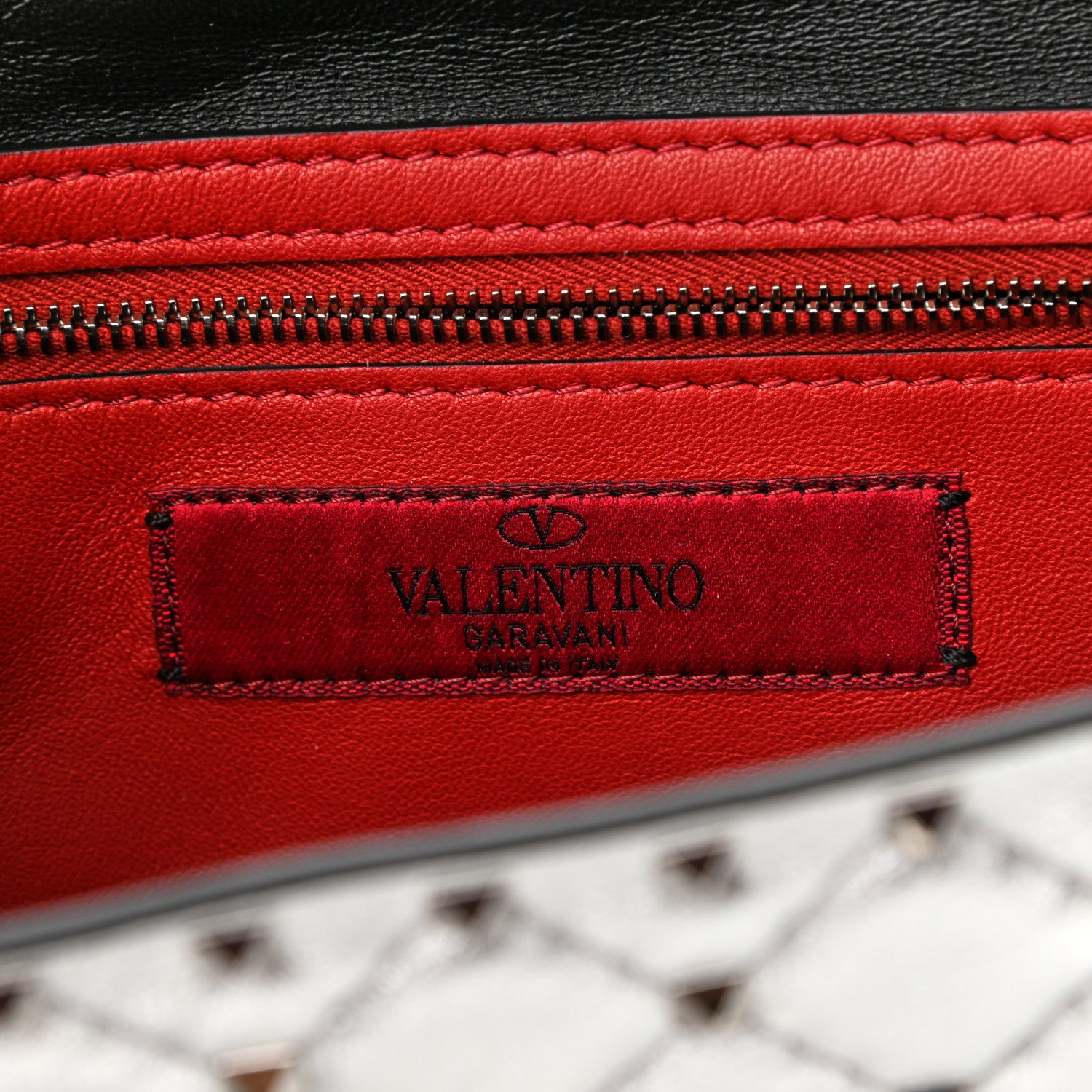 Valentino Garavani Metallic Lambskin Rockstud Spike Wallet on Chain Silver 6 of 10