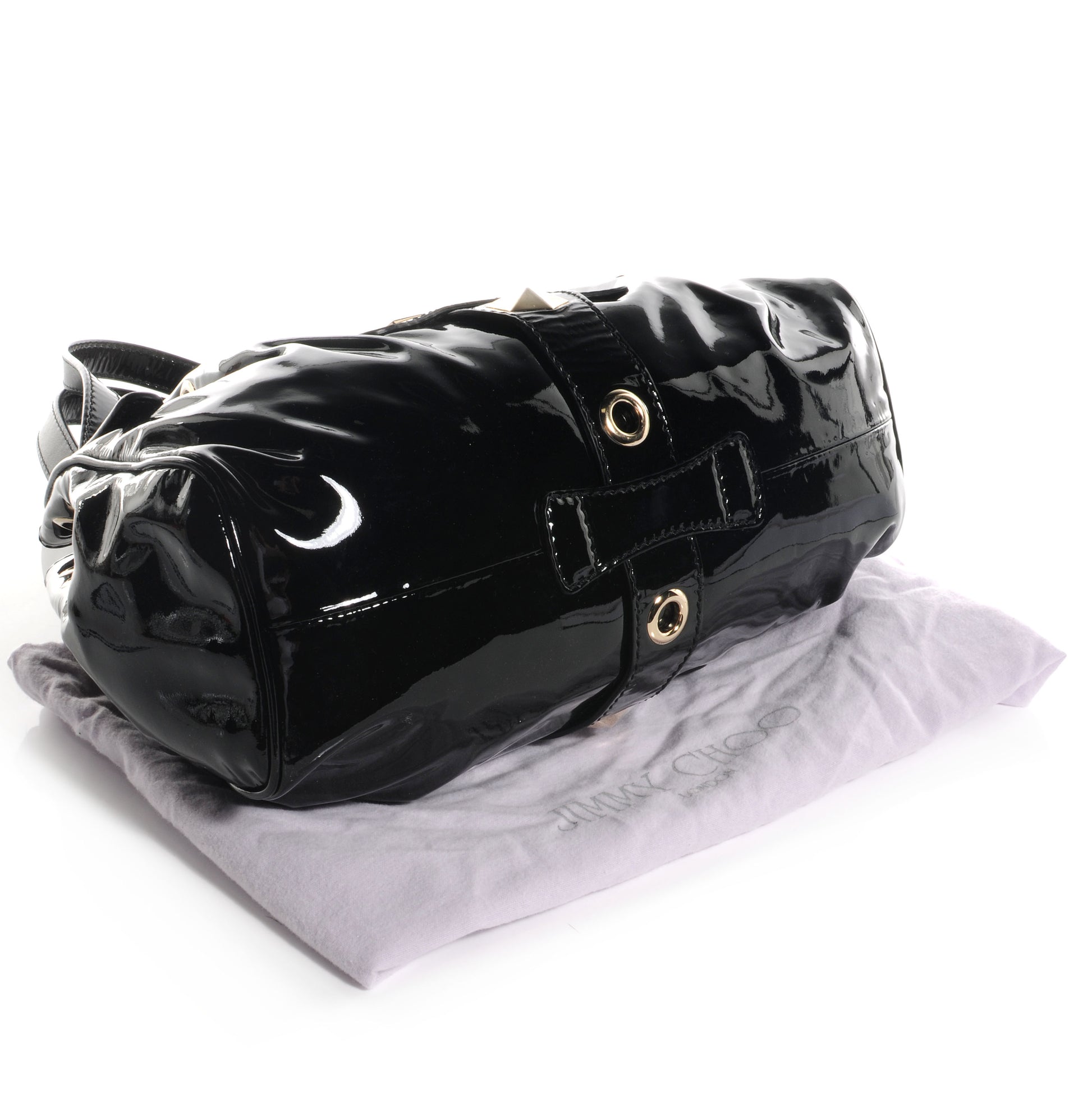Jimmy Choo Patent Studded Medium Riki Black 4 of 8