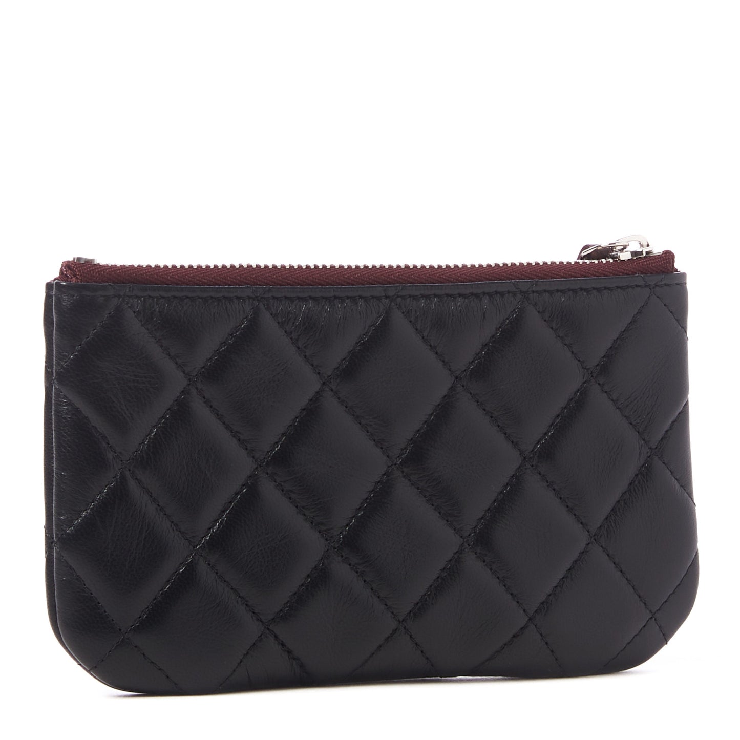 Lambskin Quilted Small Cosmetic Case Black