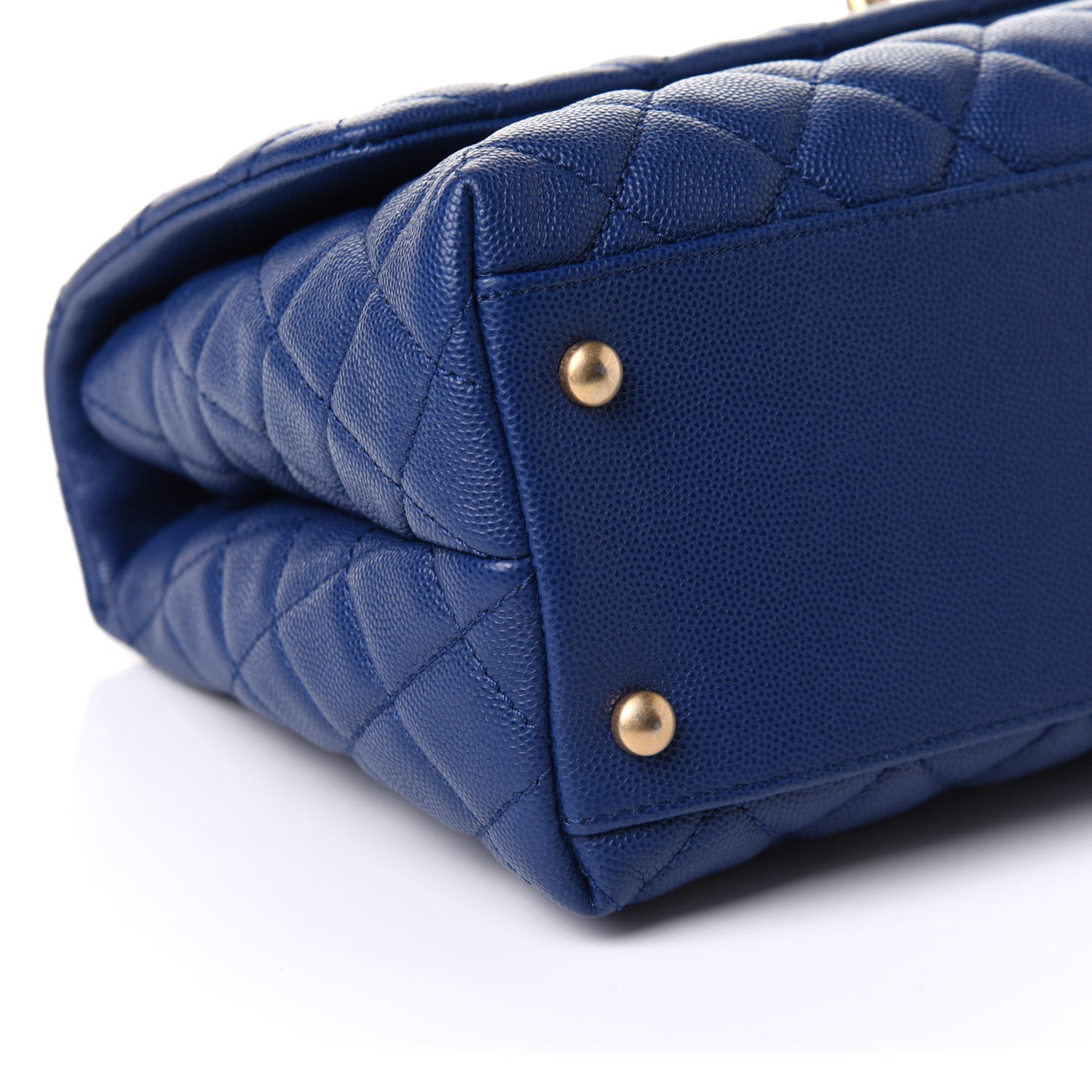 Caviar Lizard Embossed Quilted Small Coco Handle Flap Dark Blue