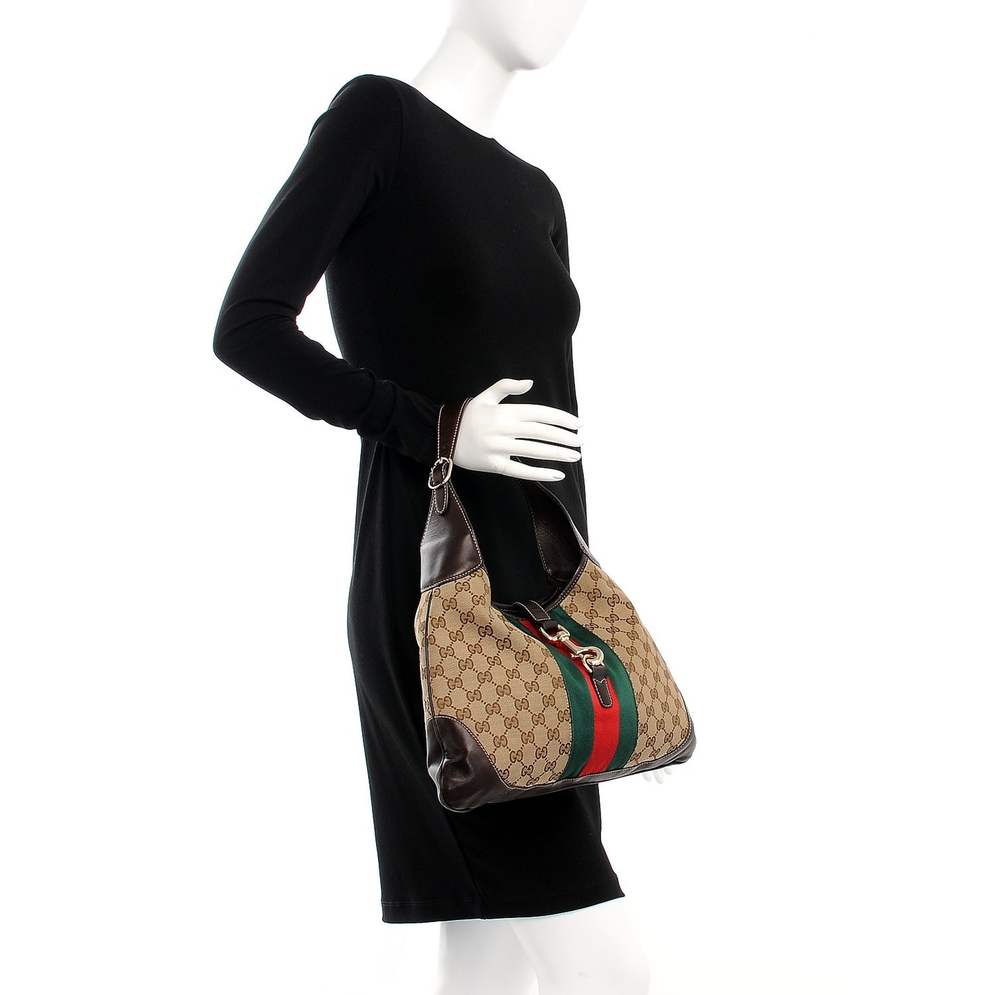 Monogram Web Jackie O Bouvier Hobo Dark Brown