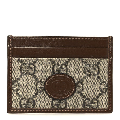 Gucci GG Supreme Monogram Azalea Calfskin Retro Interlocking G Card Holder Beige Ebony Brown Sugar 1 of 7