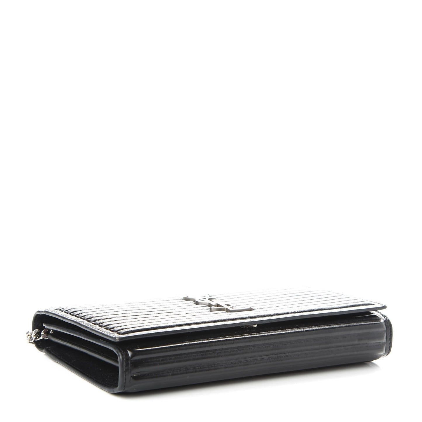 Ribbed Calfskin Opium Monogram Chain Wallet Black
