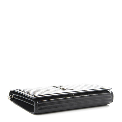 Saint Laurent Ribbed Calfskin Opium Monogram Chain Wallet Black 4 of 9