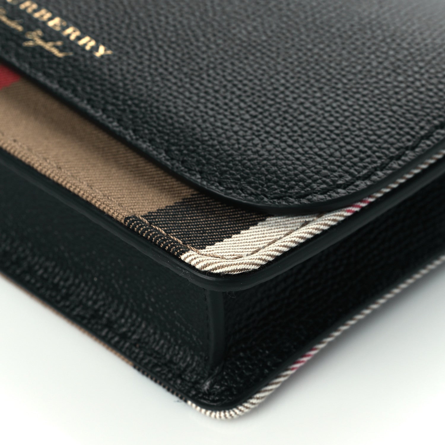 Burberry Derby Calfskin House Check Wallet On Chain Black 10 of 10