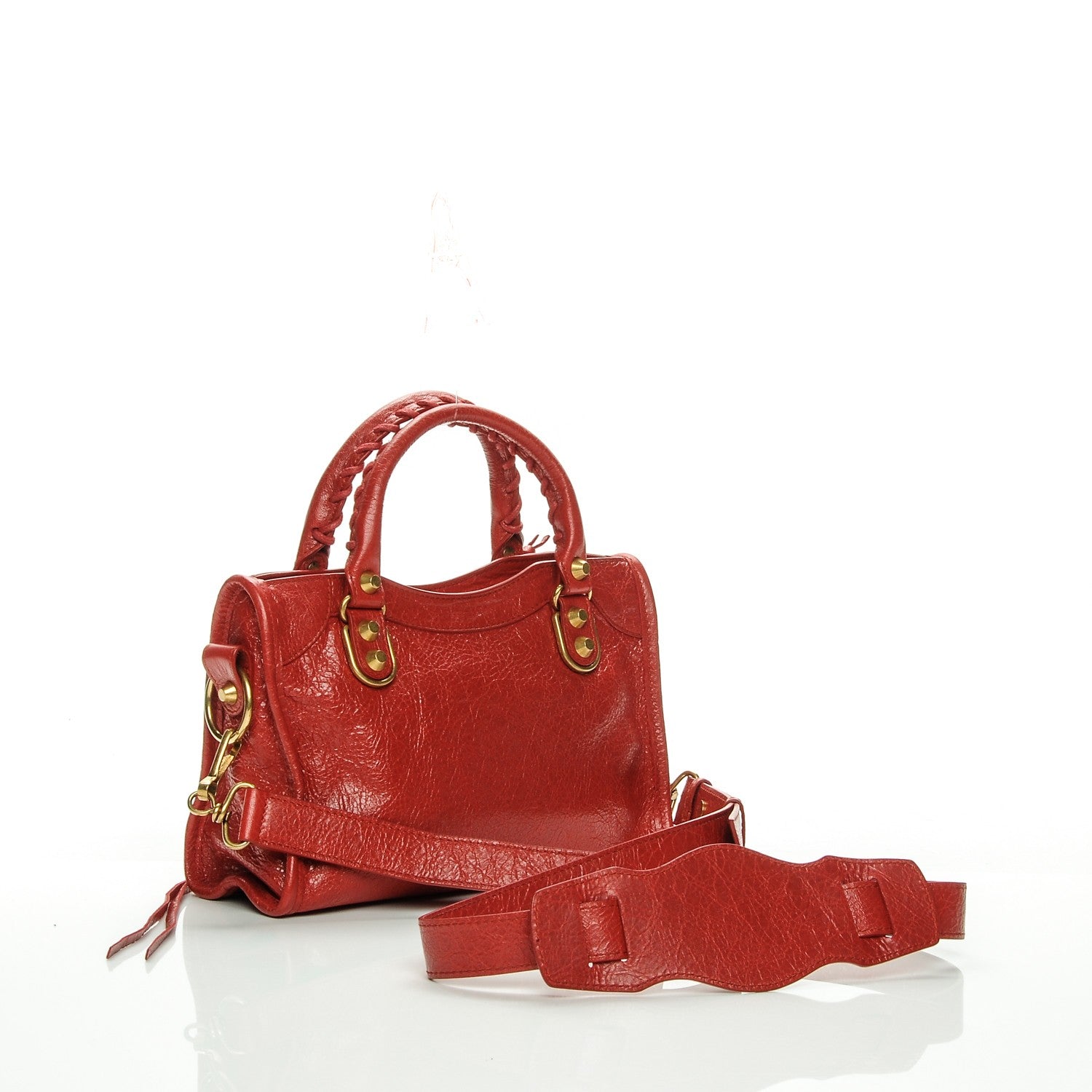 Balenciaga Agneau Gold Metallic Edge Hardware Mini City Rouge Rubis 3 of 6