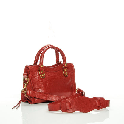 Balenciaga Agneau Gold Metallic Edge Hardware Mini City Rouge Rubis 3 of 6