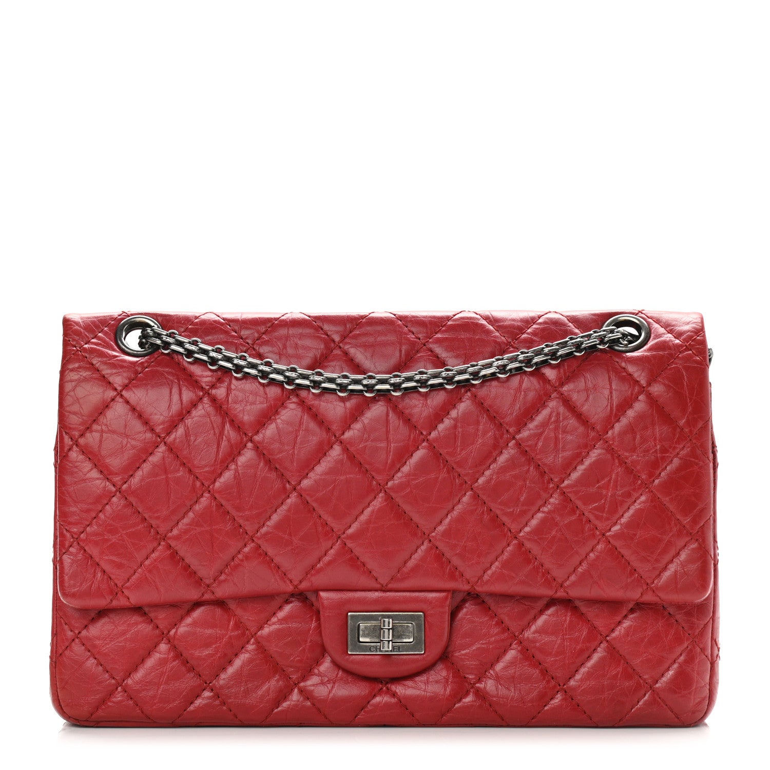 Chanel Aged Calfskin Quilted 2.55 Reissue 226 Flap Red 1 of 12