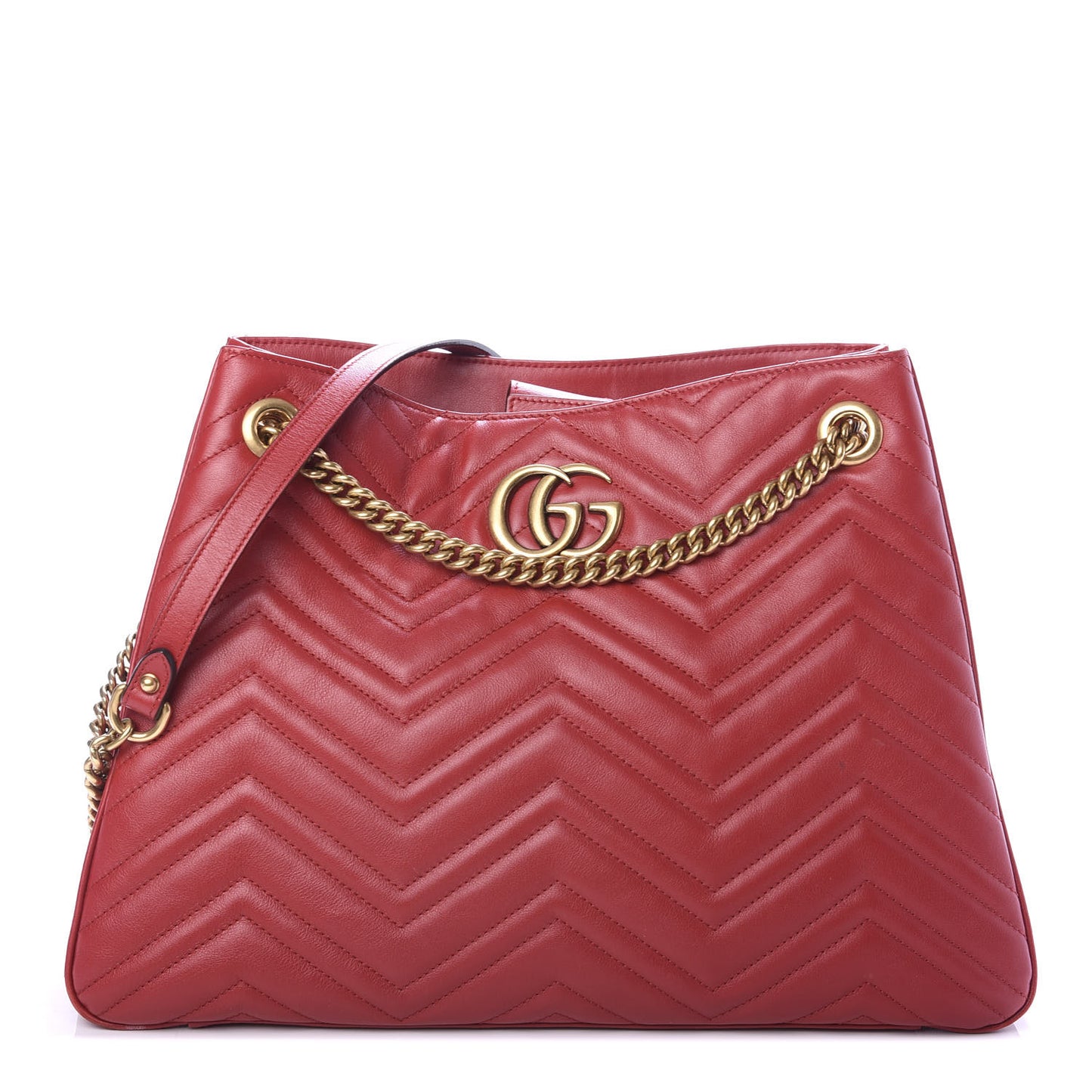 Calfskin Matelasse Medium GG Marmont Shoulder Tote Bag Hibiscus Red
