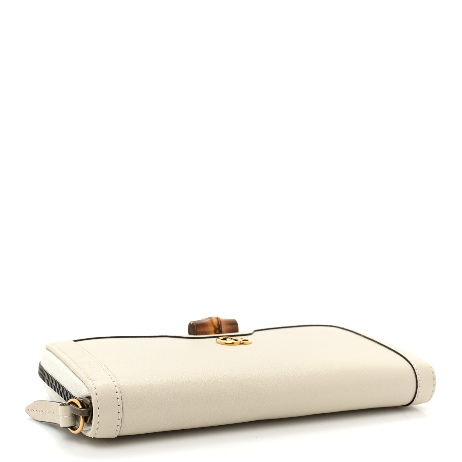 Gucci Wonka Grain Calfskin Diana Zip Around Continental Wallet Mystic White 4 of 14