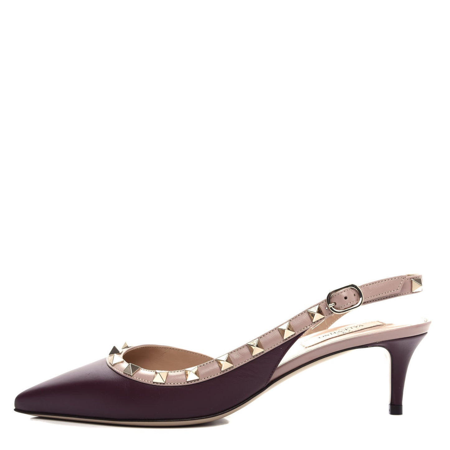 Nappa Rockstud Half D'Orsay Slingback 50mm Pumps 38 Rubin Poudre