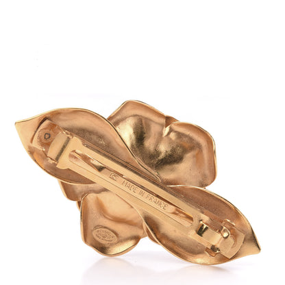 Chanel CC Rose Hair Clip Barette Gold 5 of 10