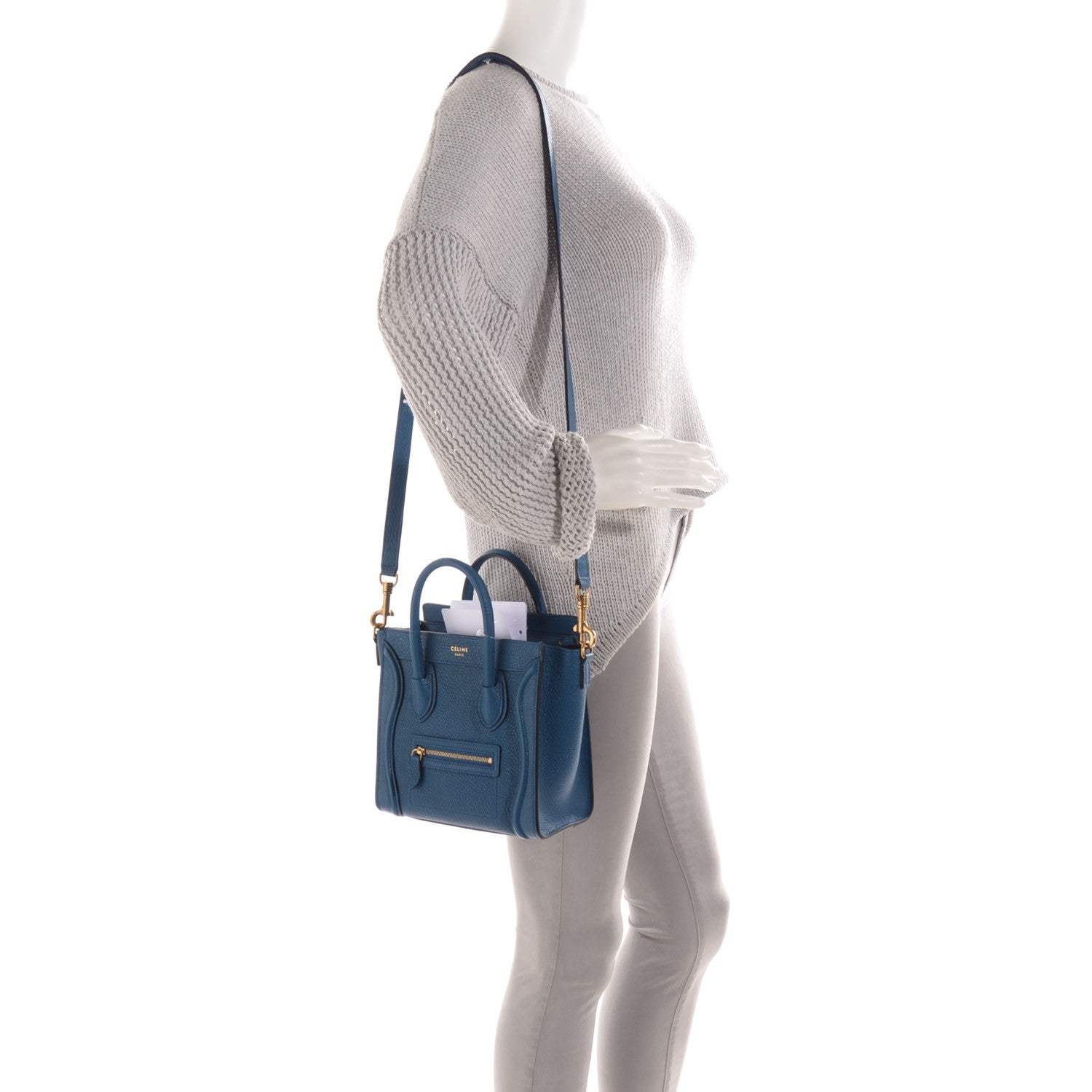 Celine Goatskin Nano Luggage Deepsea 2 of 8