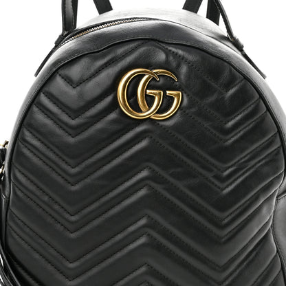 Gucci Calfskin Matelasse GG Marmont Dome Backpack Black 8 of 13