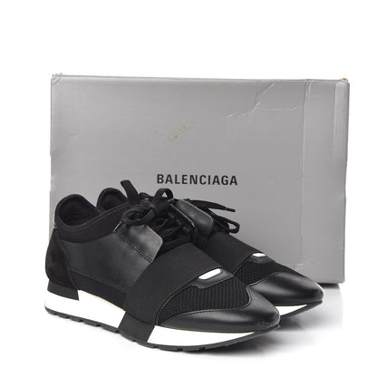 Balenciaga Mesh Calfskin Neoprene Suede Womens Race Runner Sneakers 38 Black 12 of 12
