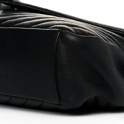 Saint Laurent Sheepskin Matelasse Chevron Monogram Large College Satchel Black 9 of 11