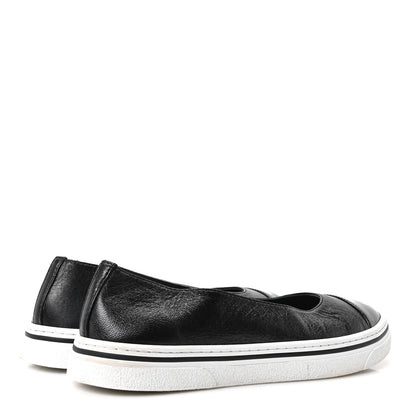 Chanel Crumpled Shiny Lambskin Patent Calfskin CC Ballet Flats 36.5 Black 5 of 10