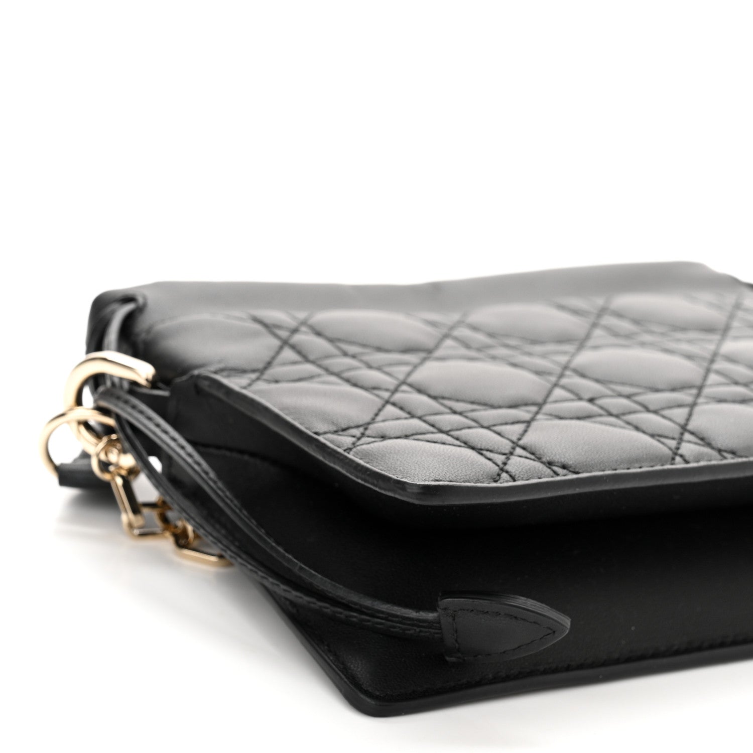 Christian Dior Lambskin Cannage Mini Top Handle Drawstring Bag Black 9 of 10