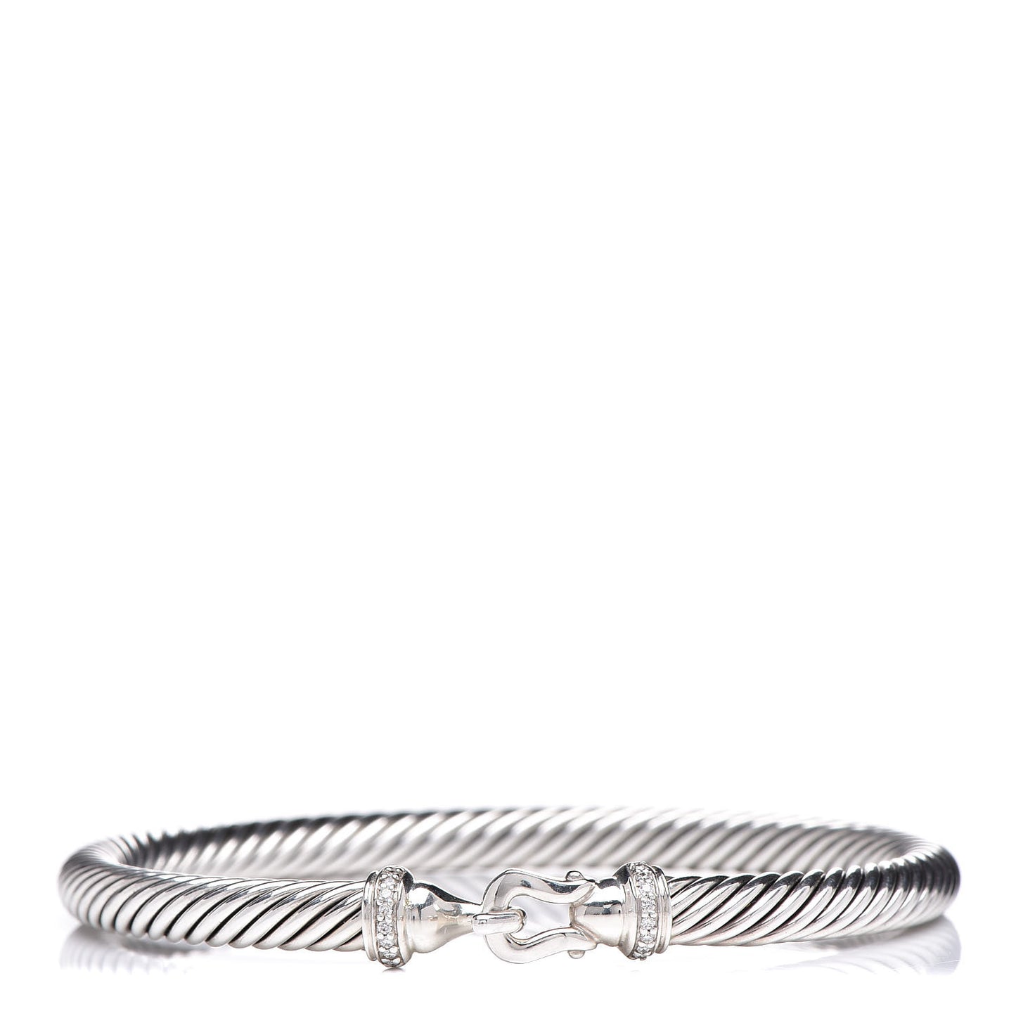 Sterling Silver Diamond 5mm Cable Buckle Bracelet