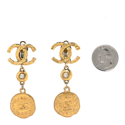Chanel Metal CC Logo Drop Clip On Earrings Gold 5 of 8