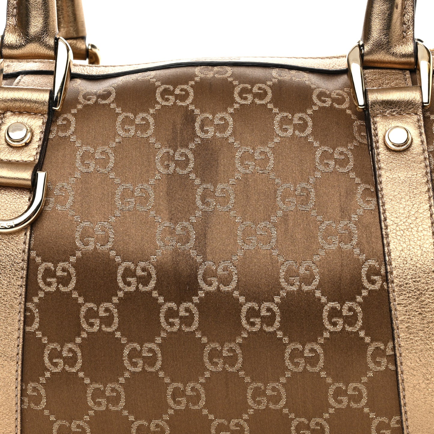Satin Monogram Small Abbey Boston Metallic Bronze