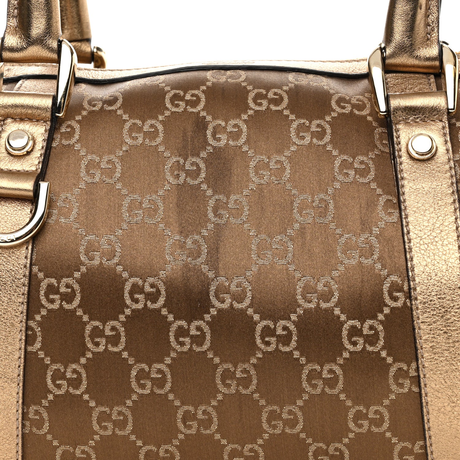 Gucci Satin Monogram Small Abbey Boston Metallic Bronze 8 of 17