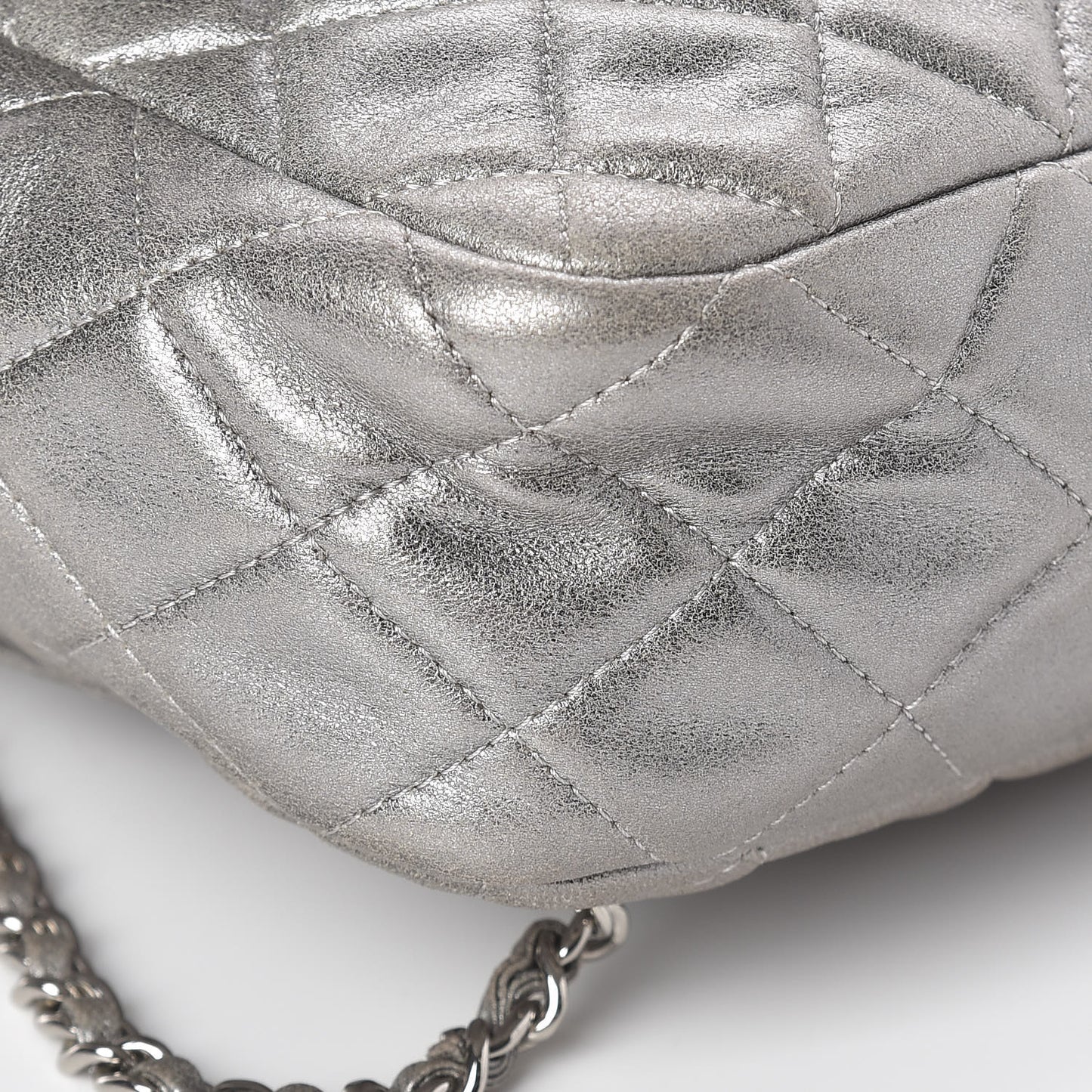 Metallic Lambskin Quilted Small In Seoul Backpack Silver