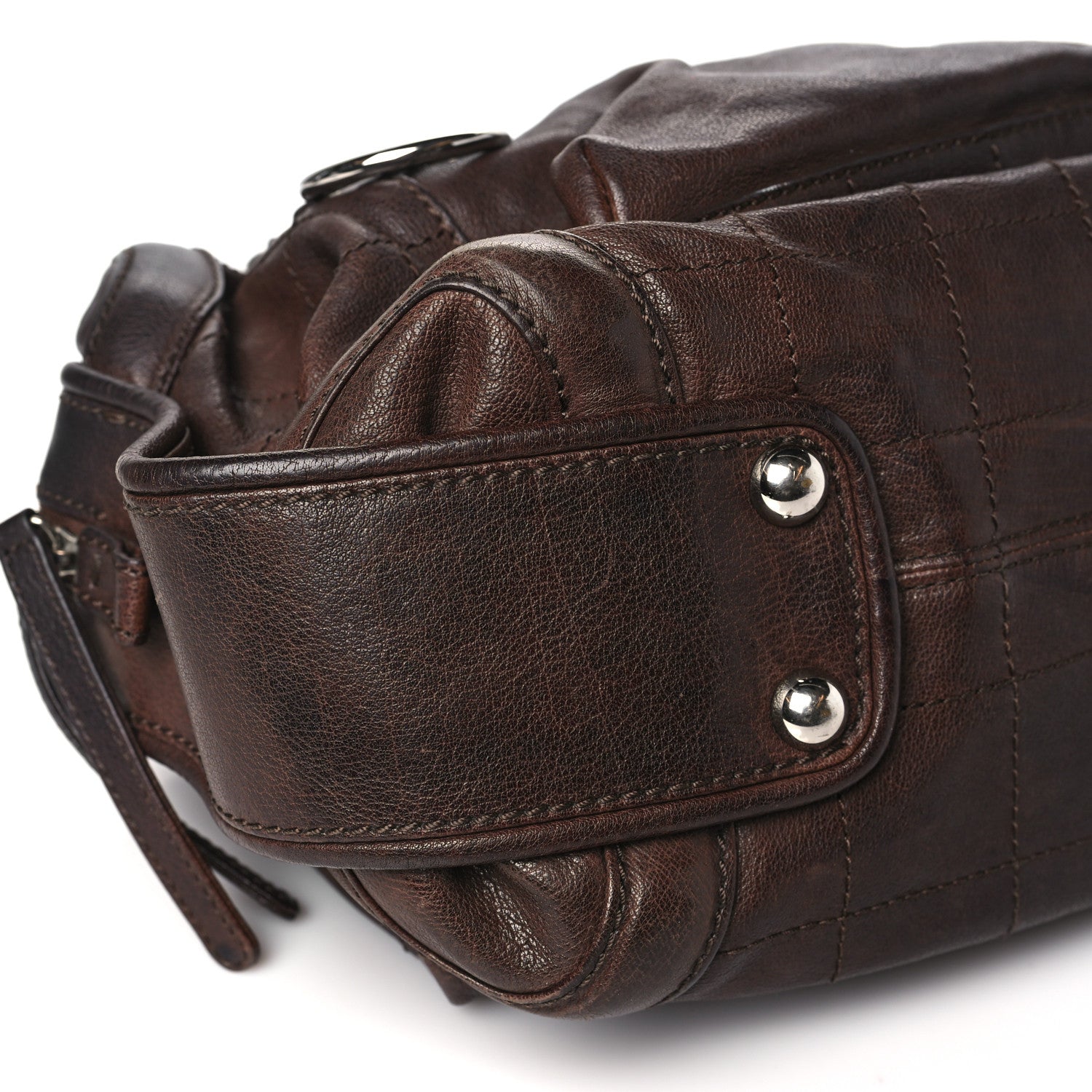 Chanel Calfskin Stitched Outdoor Ligne Bowler Brown 9 of 12