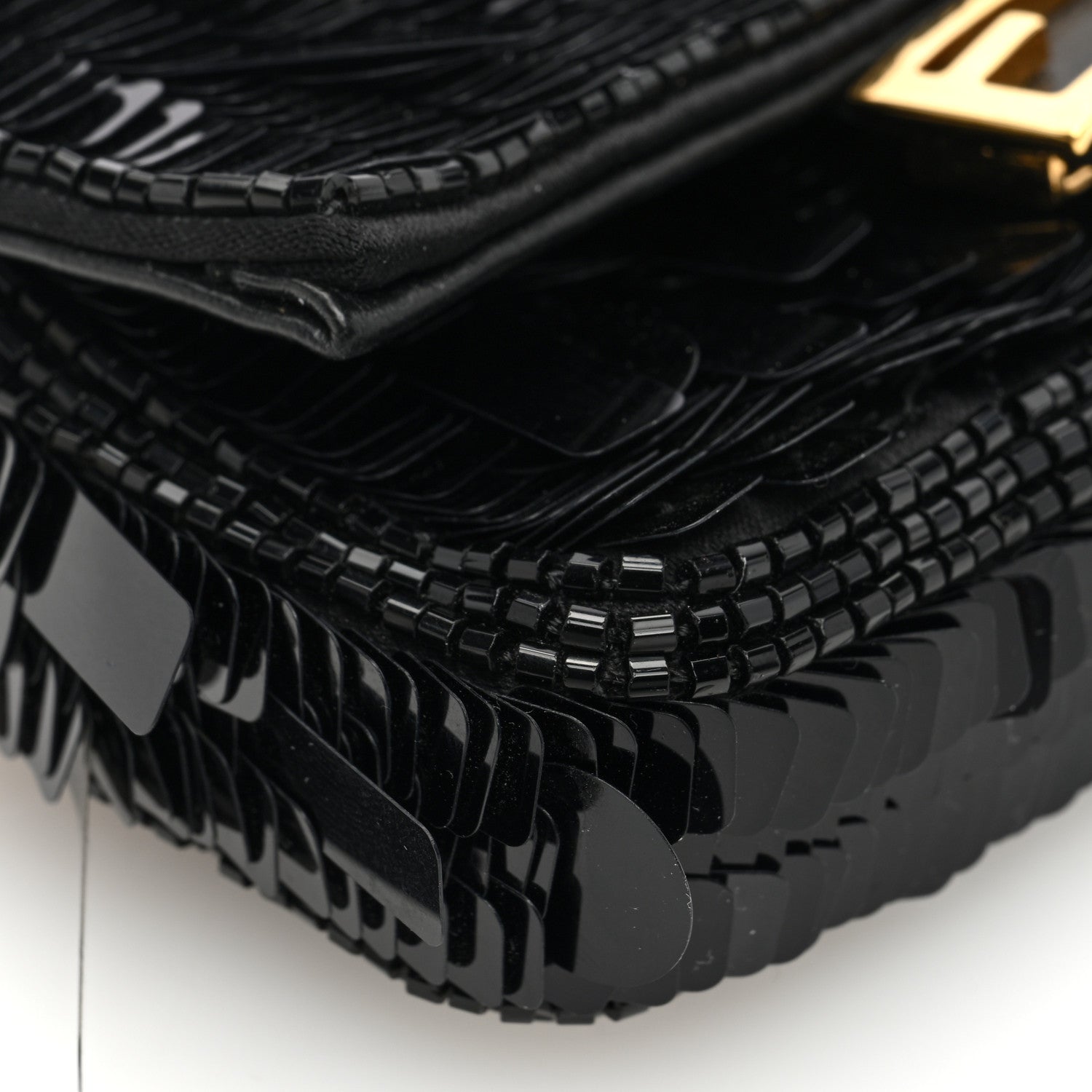 Fendi Sequin Paillettes Shiny Nappa Sex and the City Nano Baguette Belt Charm Black 7 of 8