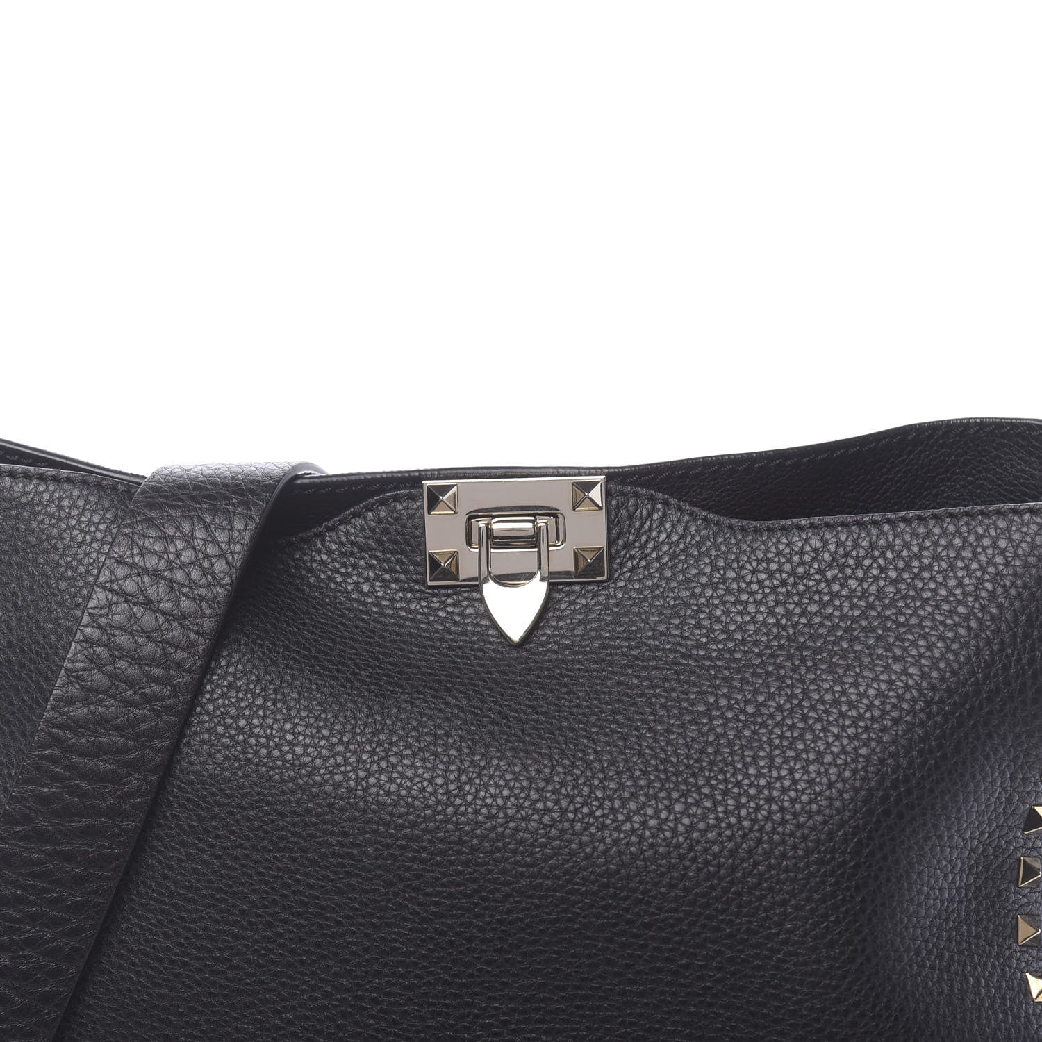 Valentino Garavani Pebbled Calfskin Large Rockstud Flip-Lock Messenger Bag Black 7 of 9