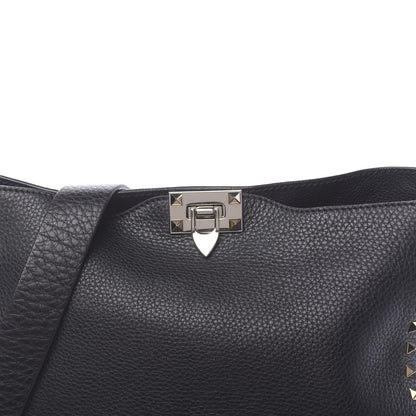 Valentino Garavani Pebbled Calfskin Large Rockstud Flip-Lock Messenger Bag Black 7 of 9