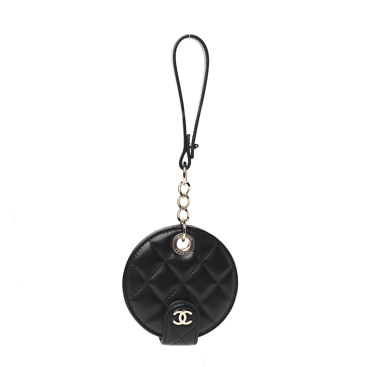 Chanel Lambskin Quilted Round Luggage Tag Black 1 of 7