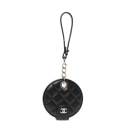 Chanel Lambskin Quilted Round Luggage Tag Black 1 of 7