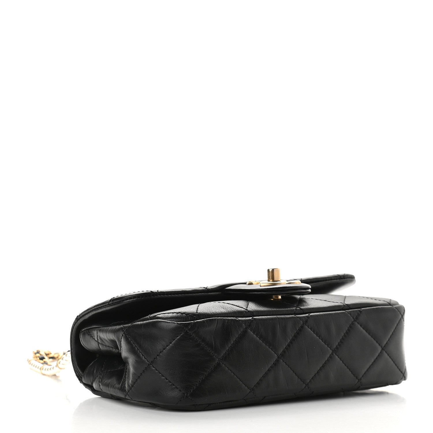 Chanel Calfskin Quilted Small Crystal Pearls Flap Bag Black 4 of 9