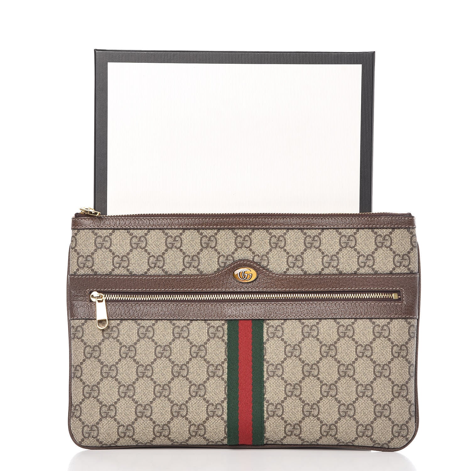 Gucci GG Supreme Monogram Large Ophidia Pouch Clutch Brown 11 of 11