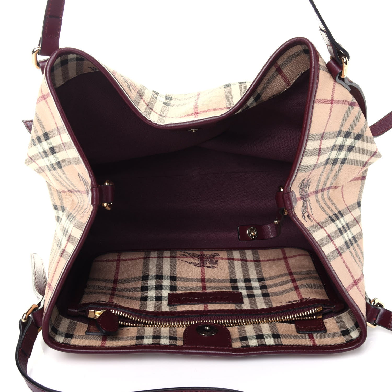 Burberry Haymarket Check Small Canterbury Tote Burgundy 4 of 10