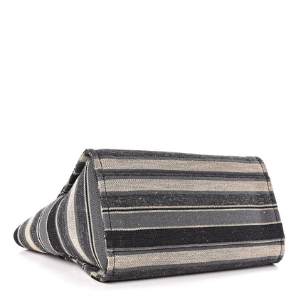 Chanel Striped Canvas Medium Deauville Tote Black 4 of 10